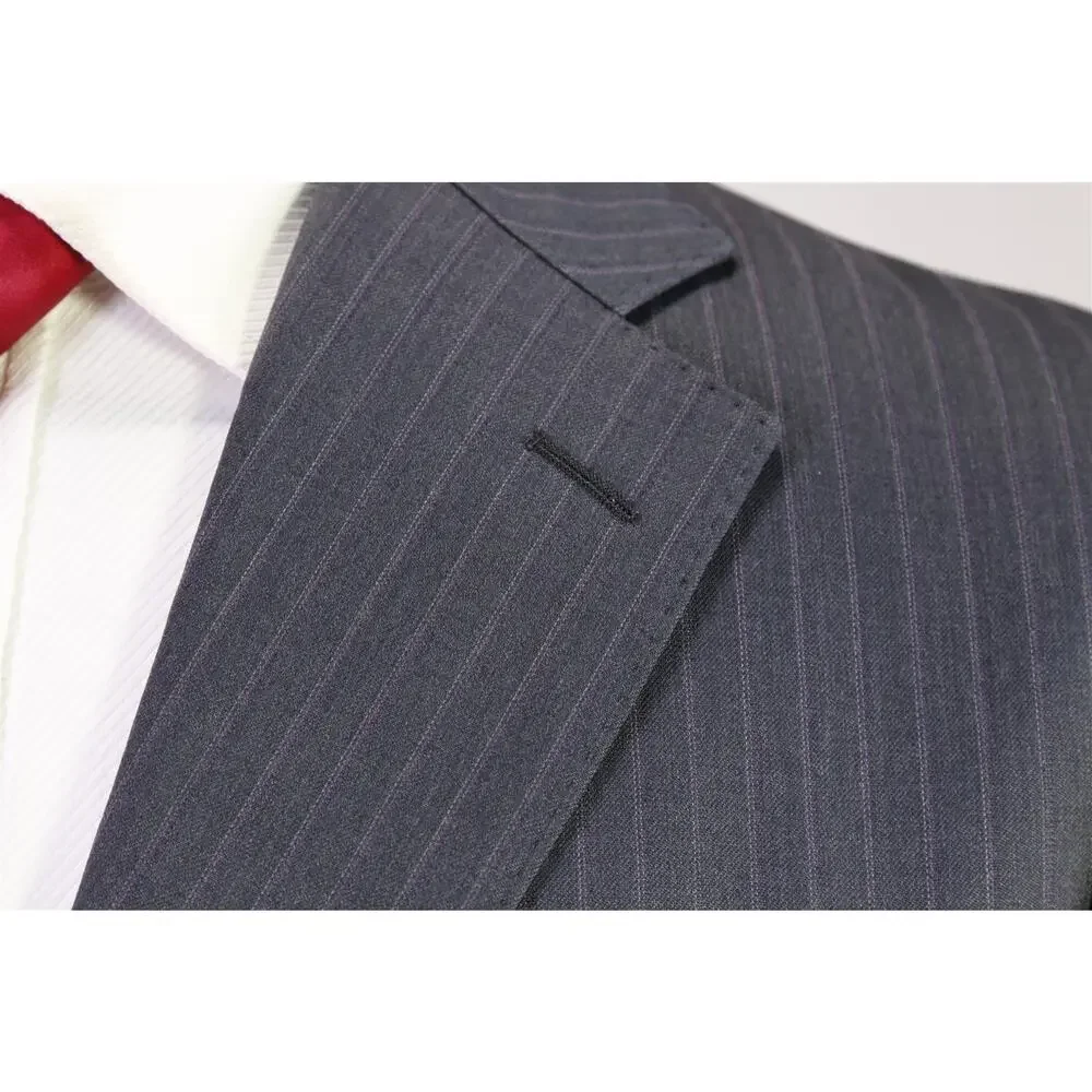 Paul Stuart Gray w/ Pink Pinstripe 2-Btn Wool Luxury Suit 38S